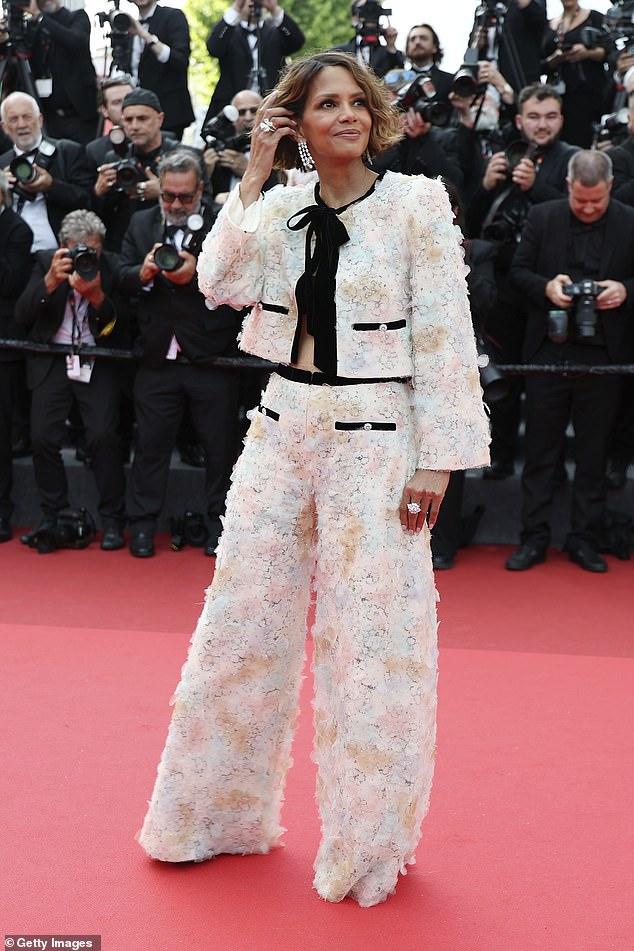 She accessorised with statement silver jewellery