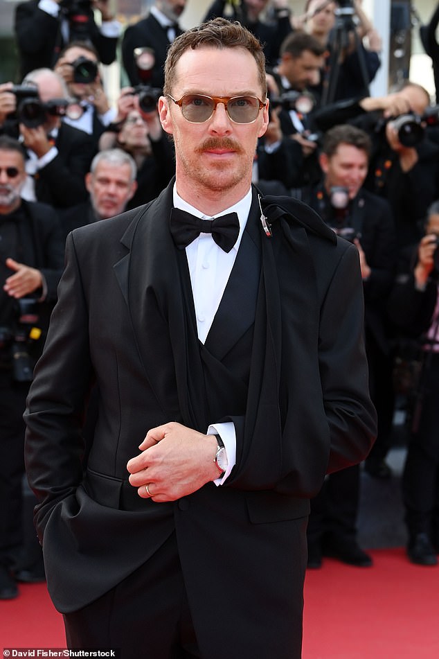 Benedict Cumberbatch had a sling on his arm as he looked dapper on the red carpet