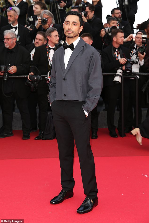 Riz looked smart in a cropped grey jacket