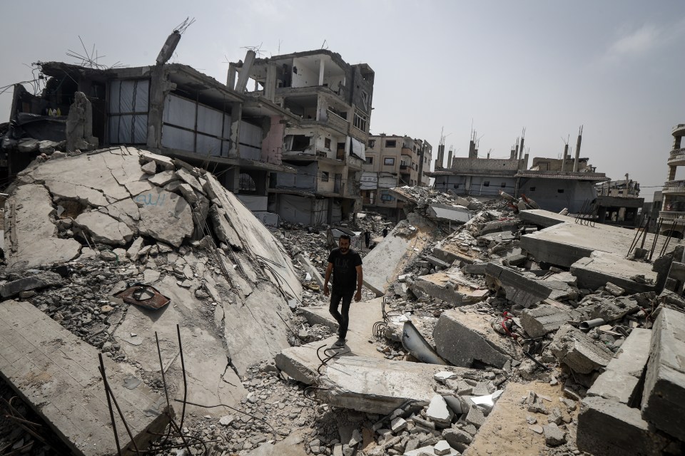 Destruction and rubble in Gaza after an Israeli attack.