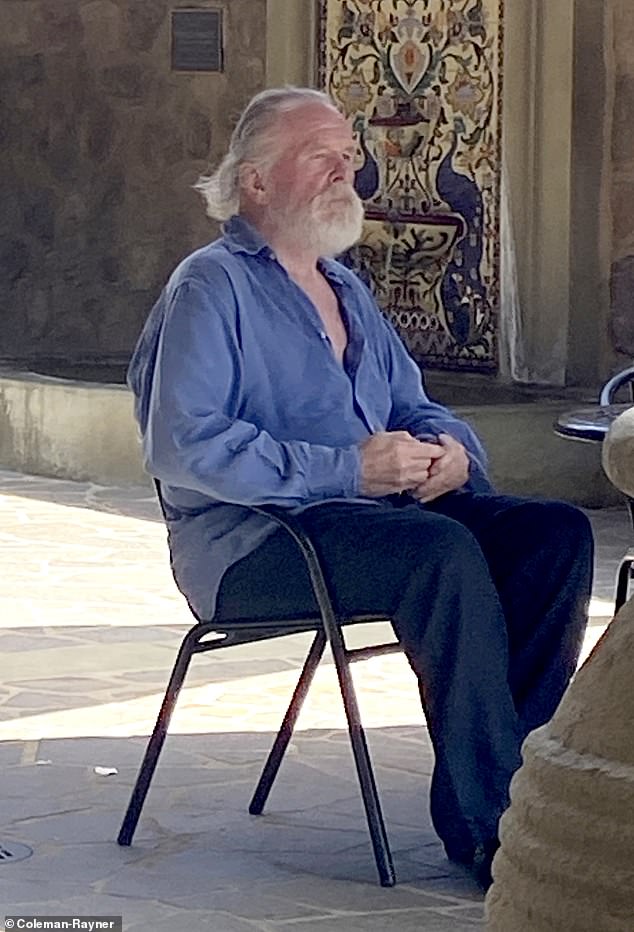 Three time Oscar nominee Nolte enjoyed a moment of quiet contemplation during the day
