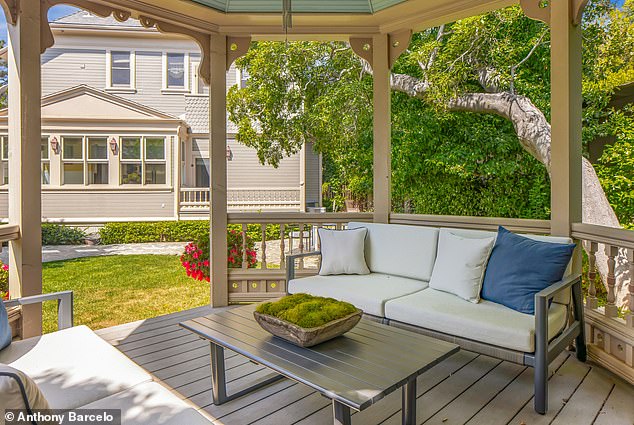 Patio and garden area designed for entertaining under the trees