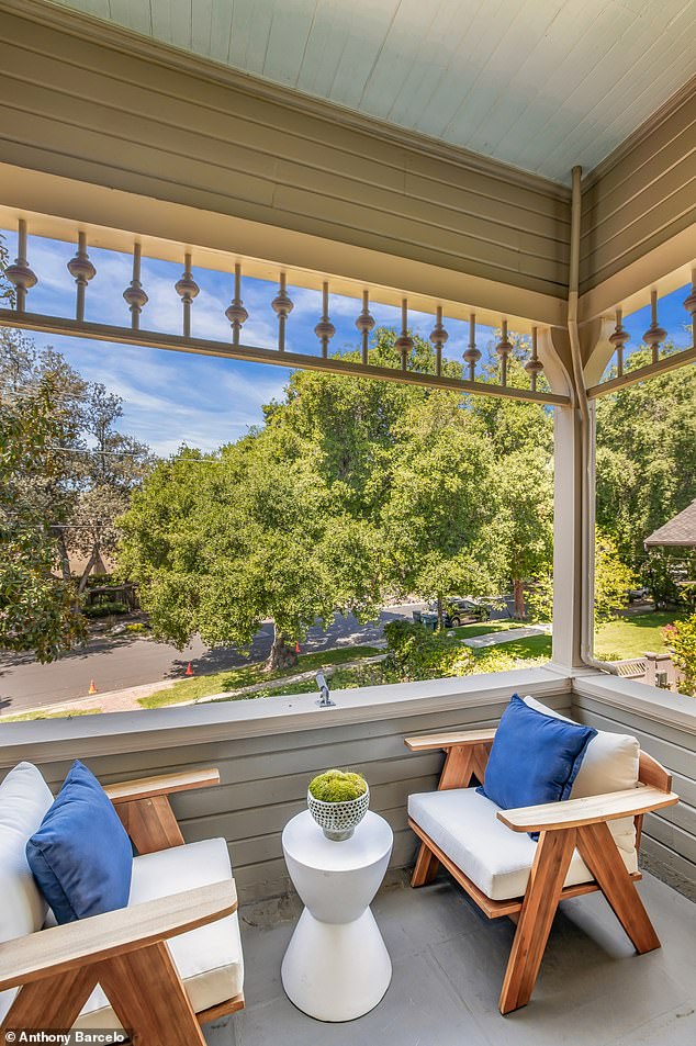 Outdoor terrace overlooking the lush Pasadena surroundings