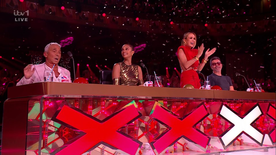 Britain's Got Talent judges reacting to a performance.