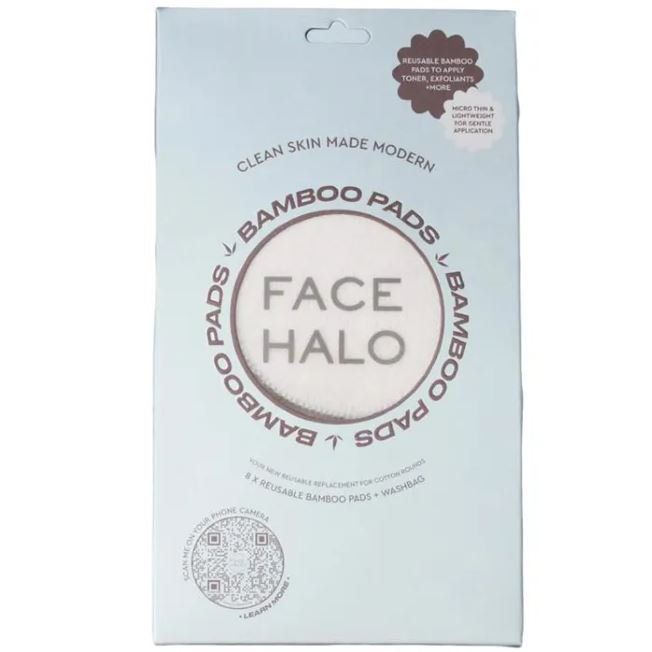 Package of eight reusable Face Halo bamboo pads.