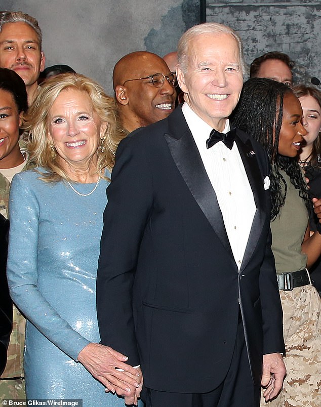 Biden left office as the oldest serving president in U.S. history – he was also elected as the oldest ever person to hold the highest office. He is pictured with his wife Dr. Jill Biden in March