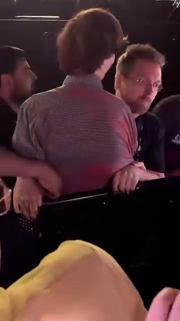 They tried to get past the security barrier - but it is understood security guards stopped them before they reached the stage itself