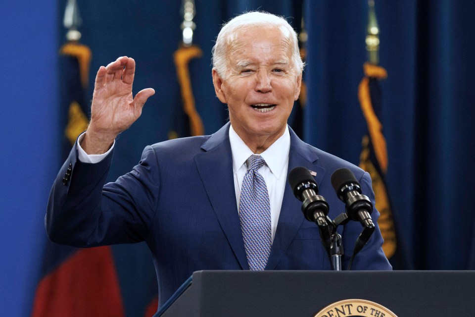President Biden speaking at a podium.