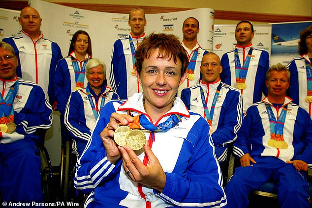 Lady Tanni Grey-Thompson (pictured in 2004) took to X to report the saga. 15 minutes after her train first arrived into Kings Cross station, she tweeted: 'Well I've just crawled off'