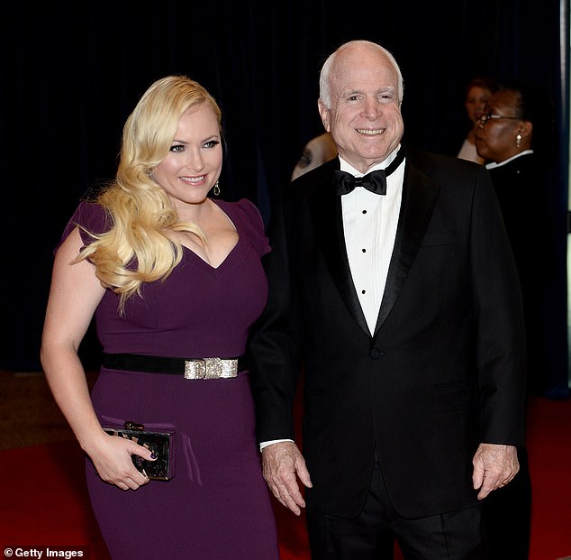 McCain, 81, was diagnosed with glioblastoma, an aggressive brain tumor, in July 2017. He finally passed away in August 2018. Megan is pictured by his side in a photo from 2014