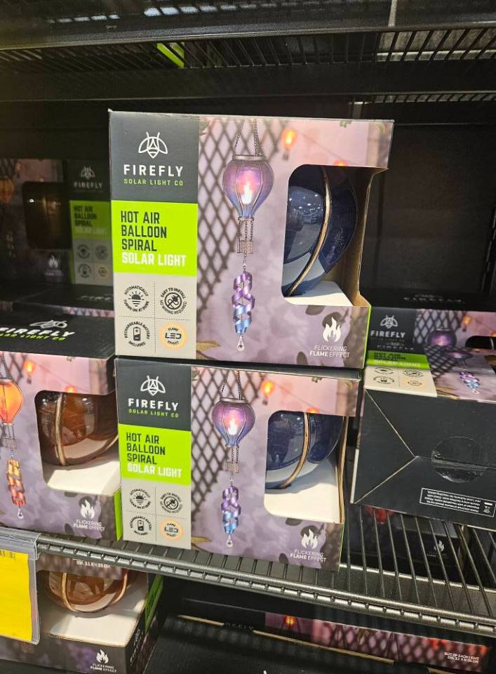 Boxes of Firefly solar hot air balloon spiral lights.
