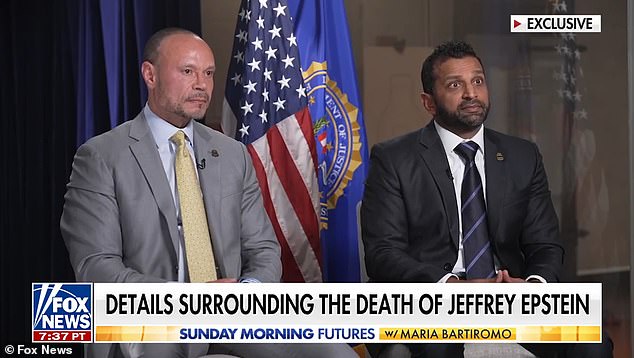 Bongino and his superior, FBI Director Kash Patel, sat down with Fox News ' Maria Bartiromo on her show Sunday Morning Futures