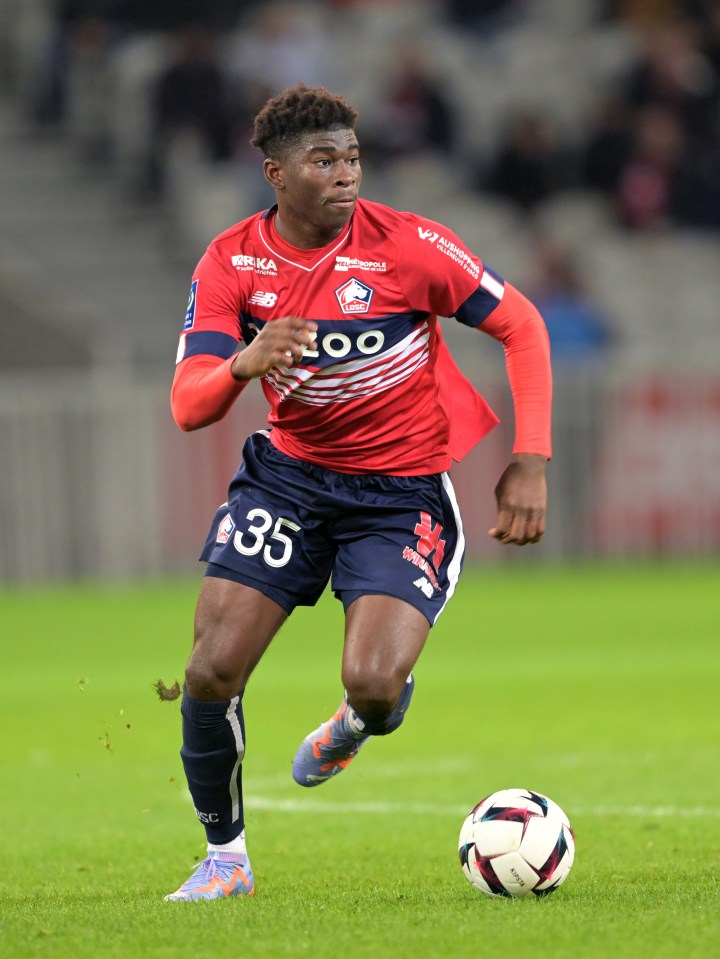 Carlos Baleba of Lille OSC playing soccer.