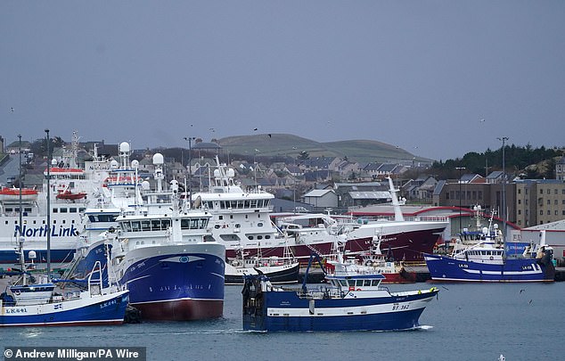 The French are said to have mounted a last-minute ambush on fishing, demanding longer-term guarantees over access to UK coastal waters (file picture of boats in Shetland)