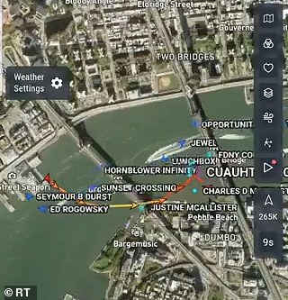 A graphic posted to X appeared to show the massive ship losing power and stalling in the water just before reaching the bridge