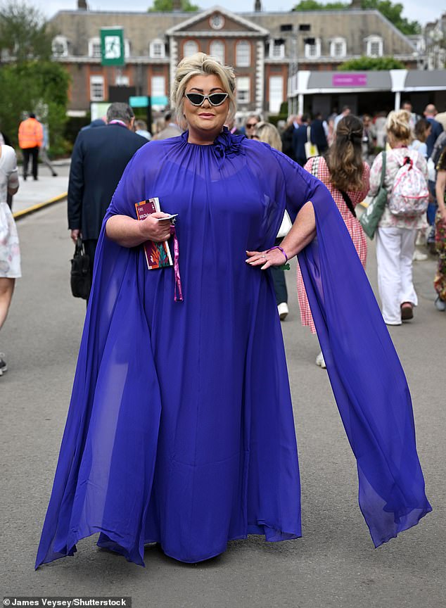 TOWIE 's Gemma, who has gone from a size 26 to a size 20 in just three months on weight loss jab Mounjaro, displayed her slimmer frame in a sheer gown with caped sleeves