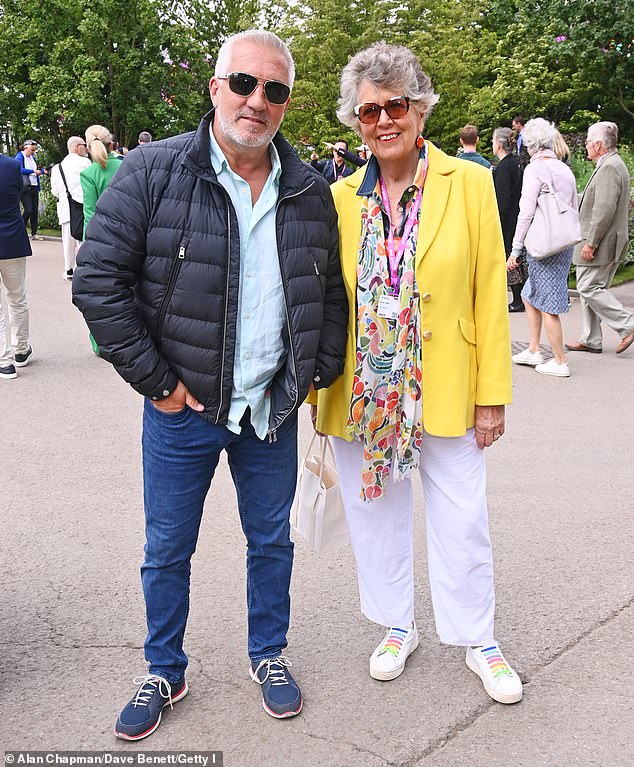 Great British Bake Off pair Paul Hollywood and Prue Leith looked in good spirits
