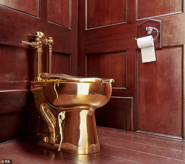 The toilet (pictured) was taken in September 2019 while it formed part of an art installation entitled 'America'