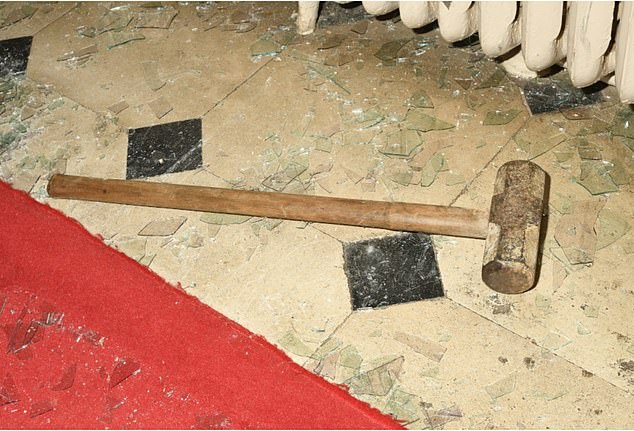 The sledge-hammer used by the gang during the 'audacious' five-minute heist