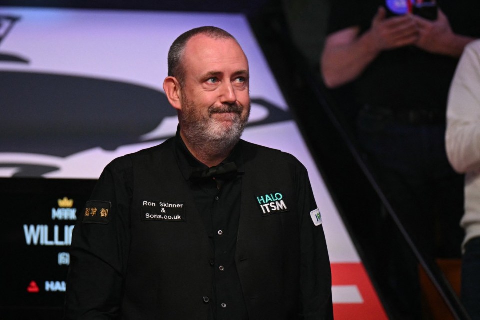 Wales' Mark Williams reacts after his defeat to China's Zhao Xintong on day two of his World Championship Snooker final at The Crucible in Sheffield, northern England on May 5, 2025. (Photo by Oli SCARFF / AFP) (Photo by OLI SCARFF/AFP via Getty Images)