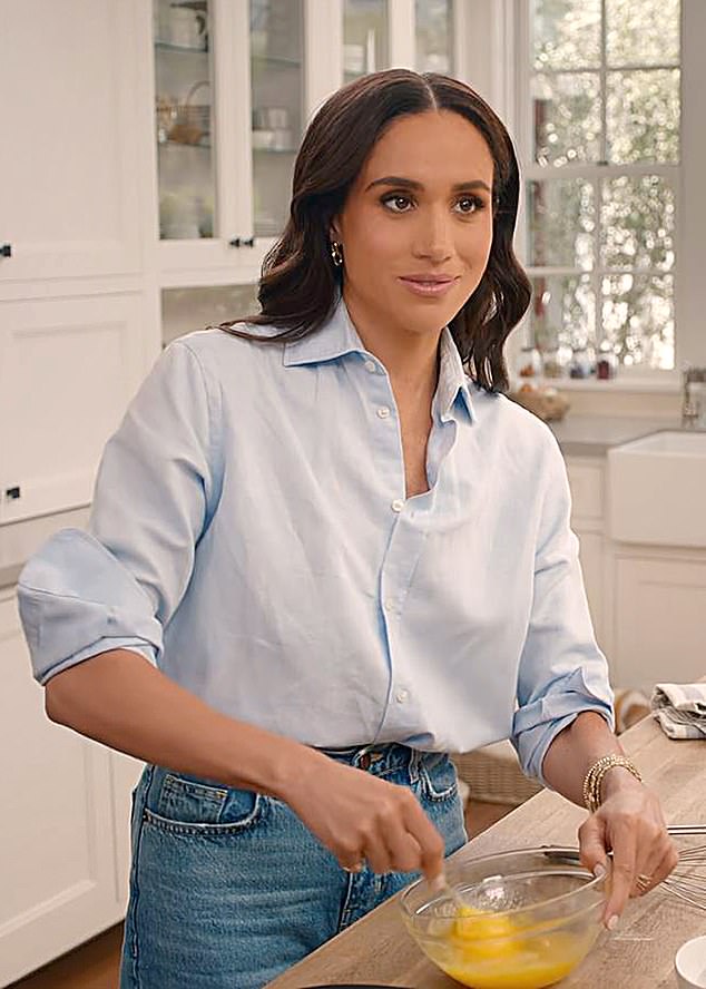 Meghan during an episode of With Love, Meghan. There appears to be a growing chasm between the Sussexes business ventures with both taking on more solo projects