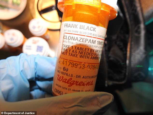 Law enforcement found a prescription for Klonopin found, written for the name 'Frank Black' which could be a pseudonym for Combs