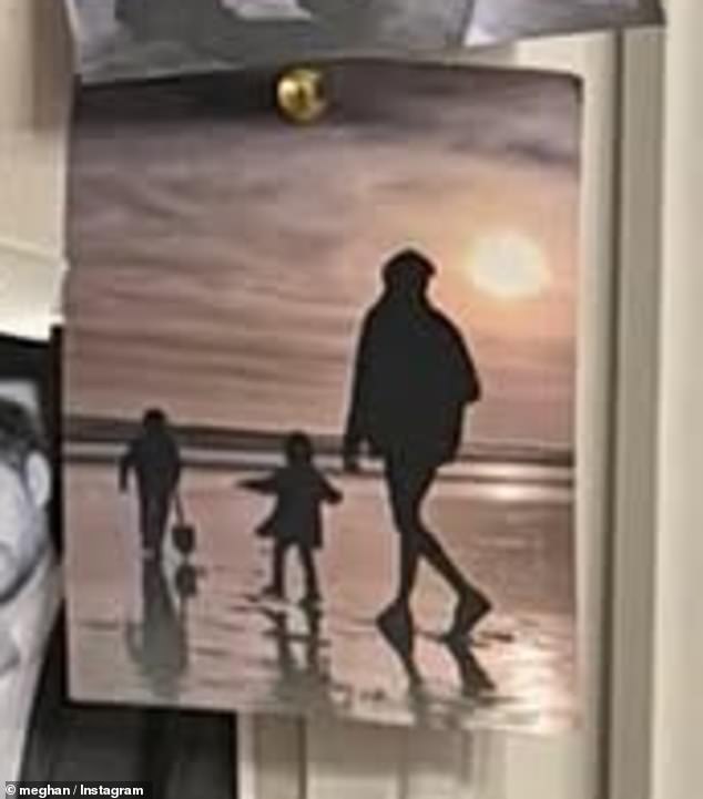 Harry, Archie, and Lilibet enjoyed a sunset stroll on the beach in a different image