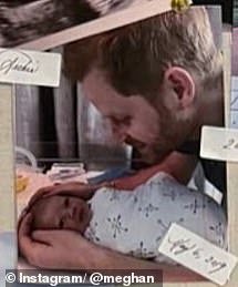 Meghan shared a photograph of Prince Harry with Archie on the day he was born - May 6, 2019