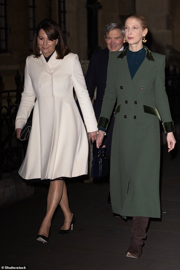Lady Gabriella Windsor has opened up about working with the Princess of Wales shortly after her husband's death; Gabriella is seen alongside Carole Middleton at the Together at Christmas carol concert at Westminster Abbey in 2024