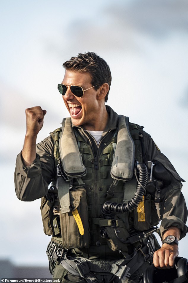 Cruise's films have grossed over $12 billion worldwide, placing him among the highest-grossing actors of all time; Seen in a still from Top Gun: Maverick 2022