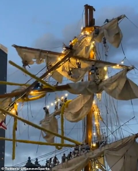 The Mexican Navy ship (pictured) which careened into the Brooklyn Bridge with deadly consequences may have suffered an engine failure, investigators have revealed