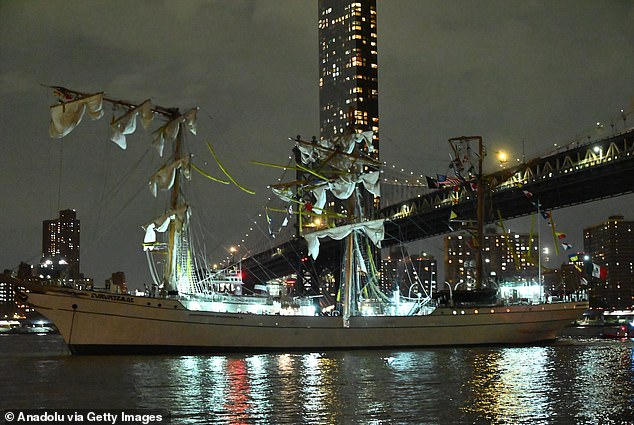 The Cuauhtémoc Training Ship was in New York as a part of the Bicentennial of the Consolidation of Independence at Sea tour (pictured: the training vessel after the harrowing collision)