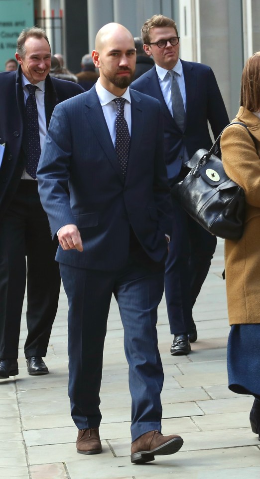 William Seymour, Lord Yarmouth, leaving the High Court after a hearing.