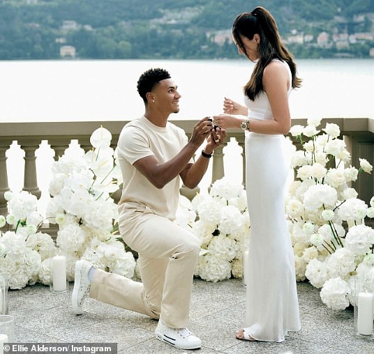 Watkins and Alderson have been together since 2018 and got engaged last summer