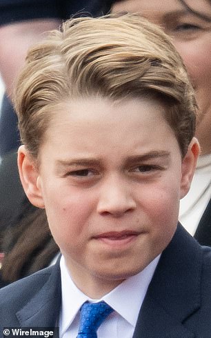 Prince George watches a ceremonial Armed Forces flypast over The Mall earlier this year