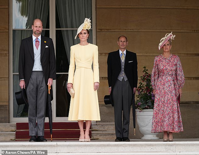 The royal couple were joined by the Duke and Duchess of Edinburgh (right)