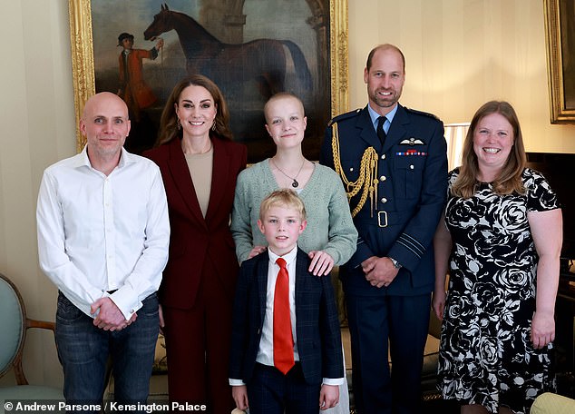 Like the prince and princess, the public were deeply moved by Liz's strength, maturity and determination to face her tragically inevitable death head on. Liz and her family pictured with the Prince and Princess