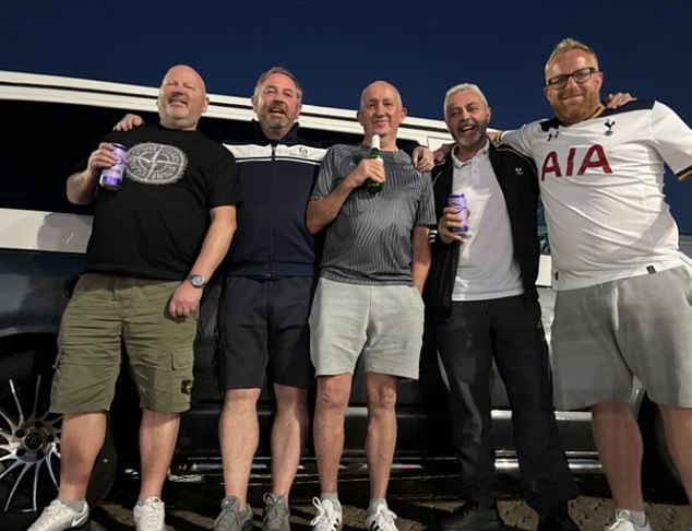 Some Tottenham fans were seen clutching beers as they drove through France to get to Bilbao