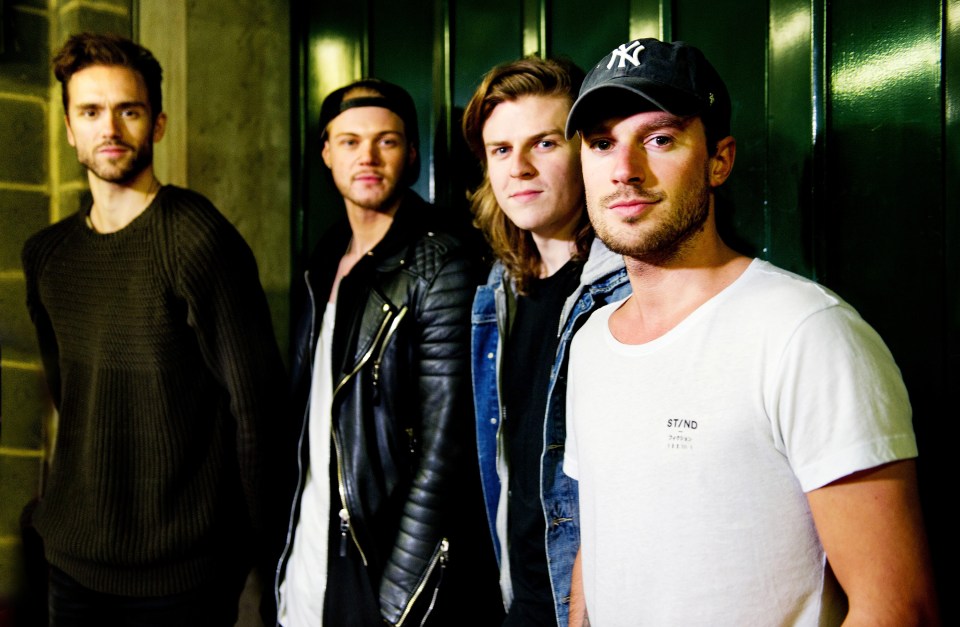 Photo of the band Lawson backstage.