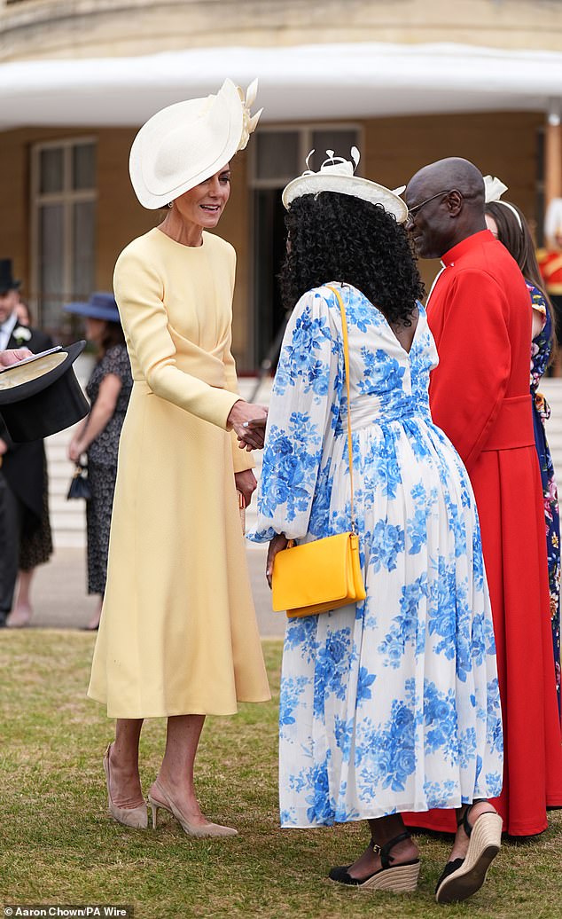 The princess was as stylish as ever as she spoke to guests at the garden party