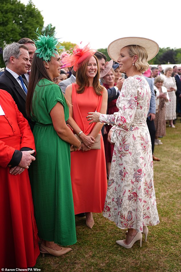 As was Zara Tindall (right) who looked effortlessly elegant in florals