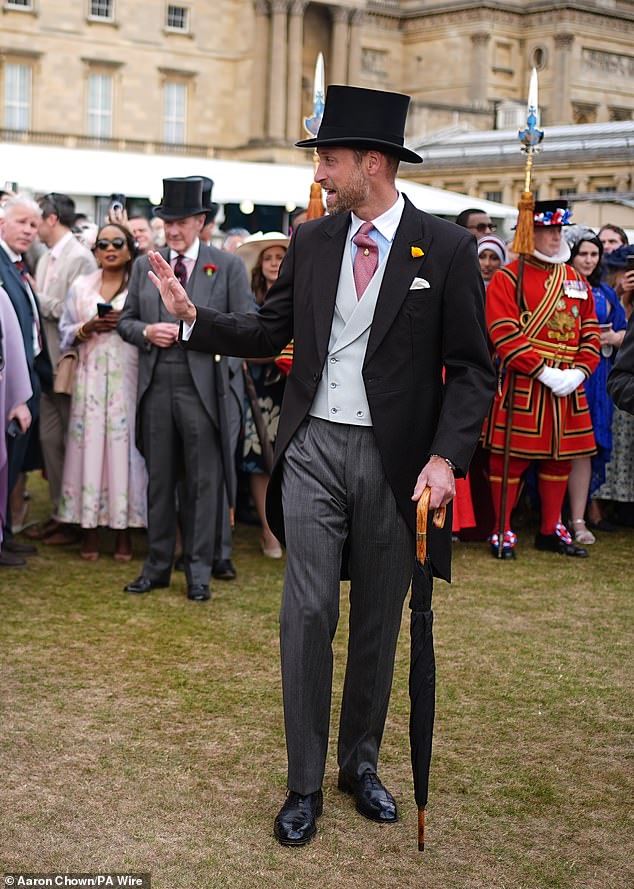 Prince William (pictured today) and Kate were hosting the party on behalf of King Charles