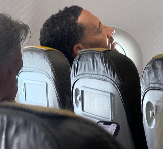 Ferdinand, who will also present the Champions League final, dozed off in his window seat