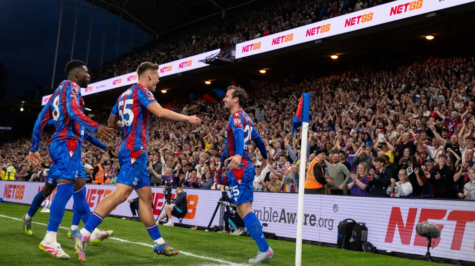 Crystal Palace players celebrating a goal.