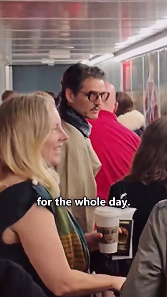 Pedro Pascal on a plane.