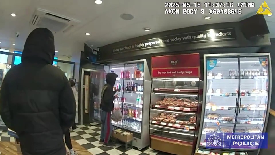 Surveillance footage of shoplifting.