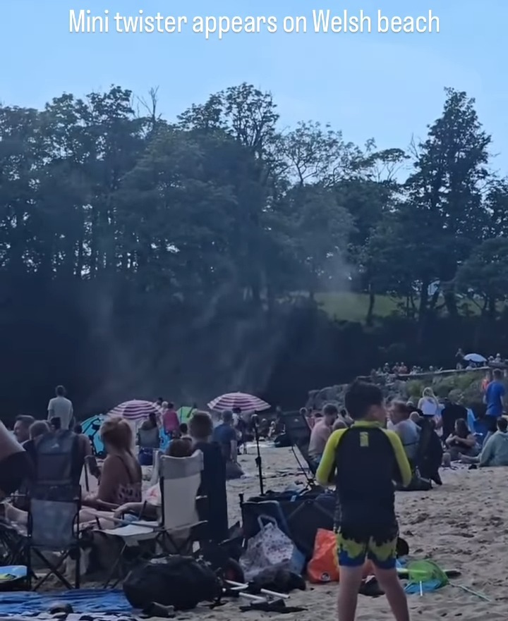 Mini twister on a Welsh beach.