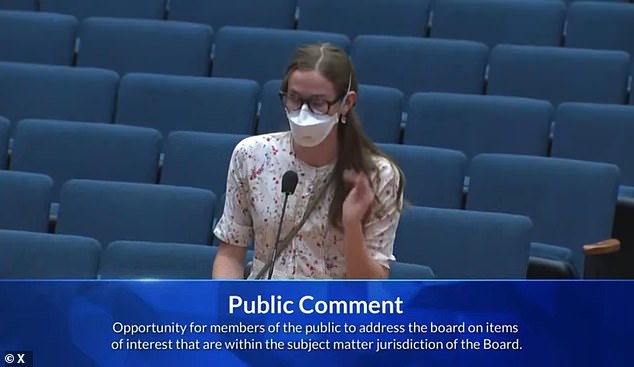 Last year Violet demanded the imposition of 'mask mandates' in medical facilities and called for an end to all 'mask bans' in a plea to the governing body for LA County