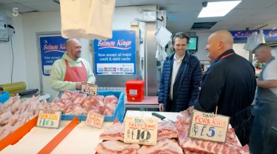 Rex Adams at a butcher shop.
