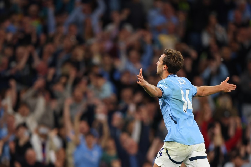 Nico Gonzalez of Manchester City celebrating a goal.